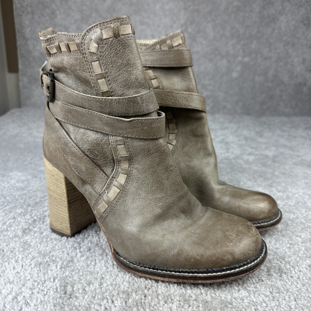 Free People Heirloom Distressed Beige Tan Leather Boots Size 40 - US 9/9.5